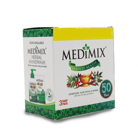 Medimix Ayurvedic Classic 18 Herbs Bathing Soap (Pack of 3), 375 gm Box