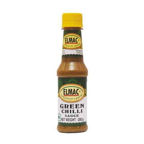 Elmac Green Chilli Sauce, 200 gm Bottle