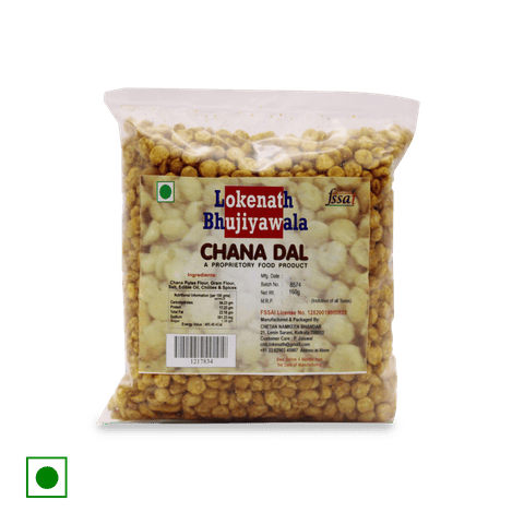 Lokenath Bhujiawala Chana Dal Namkeen Salted, Crispy, 160 gm Pouch
