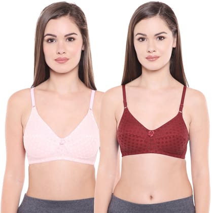 Bodycare Women Poly Cotton Full Coverage Non Padded Regular Bra Pack - 2 E1506PIWI