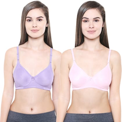 Bodycare Women Cotton Full Coverage Non Padded Regular Bra Pack - 2 E5554PIPU