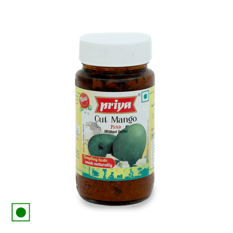 Priya Cut Mango Pickle Without Garlic, 500 gm Bottle