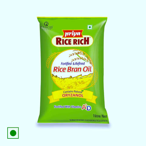 Priya Refined Oil - Rice Bran, 1 L Pouch