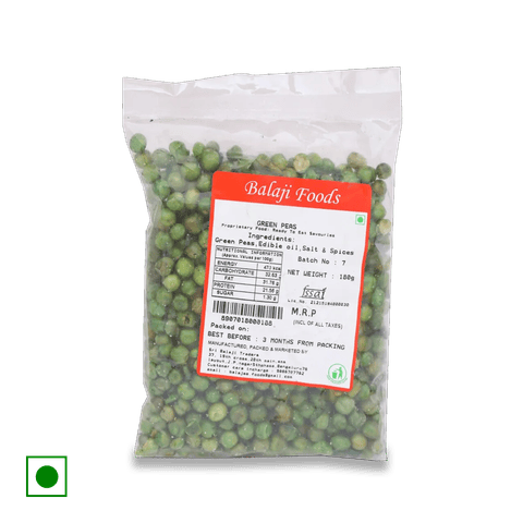 Balaji Foods Green Peas- Salt & Spices, 180 gm Pack