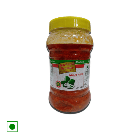 Kitchen's Promise Mango Pickle(South) Ricebranoil, 900 gm Jar