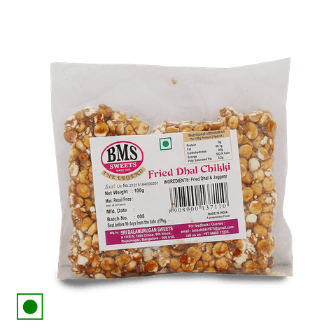 Bms Fried Dhal Chikki, 100 gm Pack
