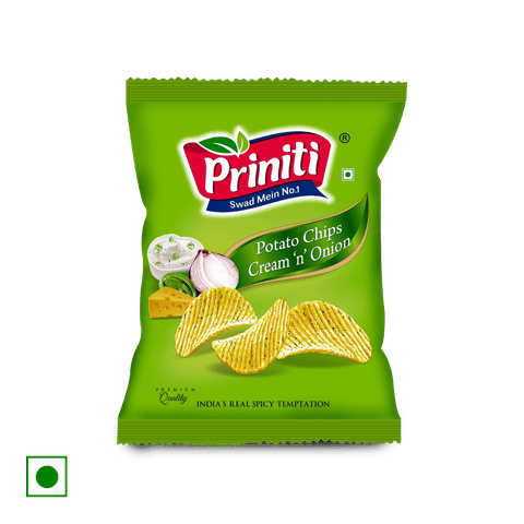 Priniti Cream N Onion Potato Chips, 61 gm Pack
