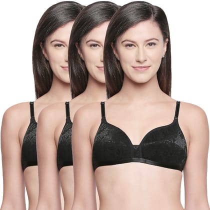 Bodycare Cotton Lightly Padded Non wired Tshirt Bra-Pack of 3