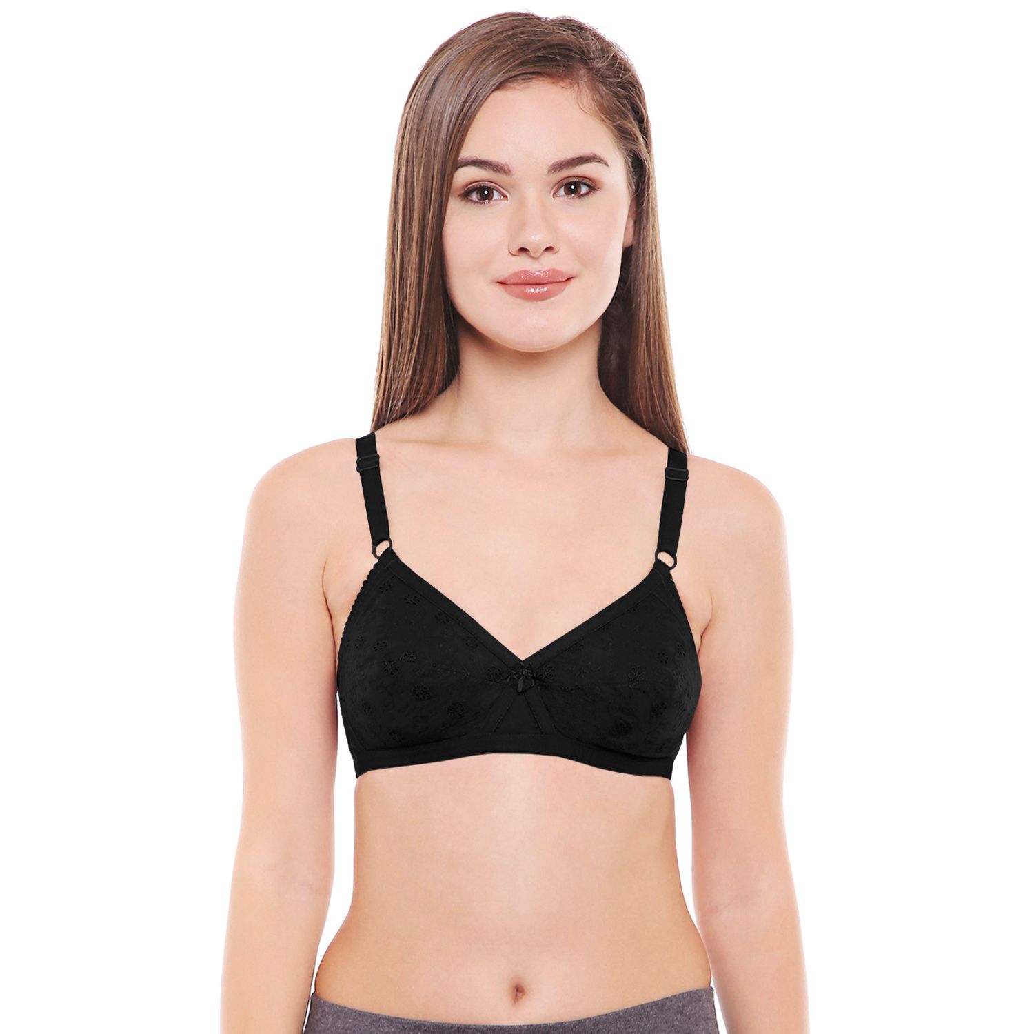Bodycare Women Poly Cotton Full Coverage Non Padded Regular Bra 5524-Black