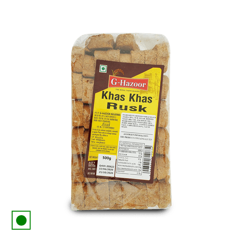 G Hazoor Khas Khas Rusk, 500 gm Pouch