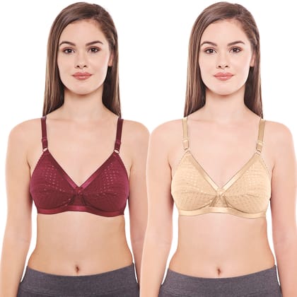 Bodycare Women Cotton Spandex Full Coverage Non Padded Regular Bra Pack - 2 E1528MHS Bodycare Women Cotton Spandex Full Coverage Non Padded Regular Bra Pack - 2 E1528MHS