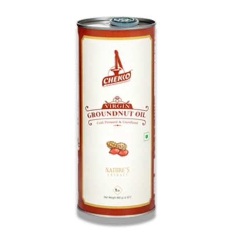 Chekko Cold Pressed Virgin Groundnut Oil, 1 L Tin