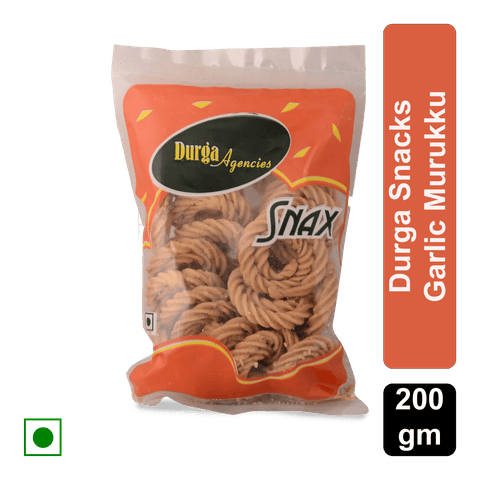Durga Agencies Snax Garlic Murukku Snacks, 200 gm Pack