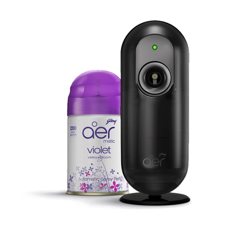Godrej Aer Matic Automatic Air Freshener Kit With Flexi Control Violet Valley Bloom, 225 ml Box