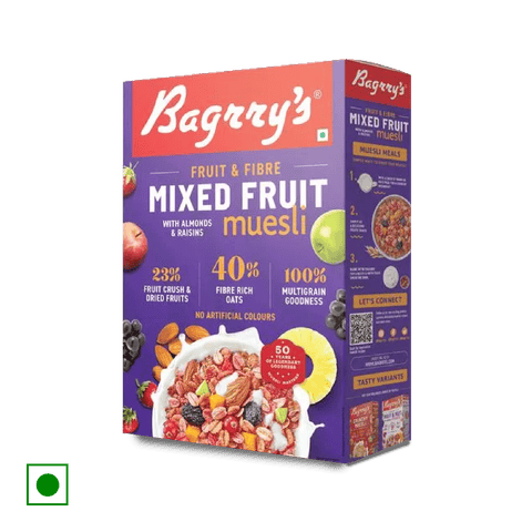Bagrry's Fruit N Fibre Mixed Muesli, 500 gm Box