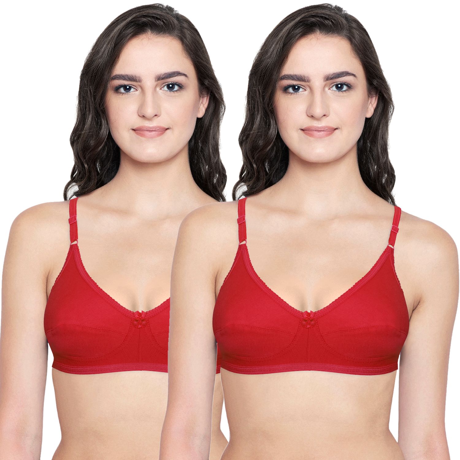 Bodycare Women Cotton Full Coverage Non Padded Regular Bra Pack - 2 E6817RED