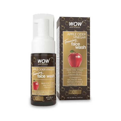 Wow Skin Science Apple Cider Vinegar Foaming Face Wash - Aloe Vera Extract, Cleanses & Balances Skin, No Parabens & Sulphate, 100 ml Bottle