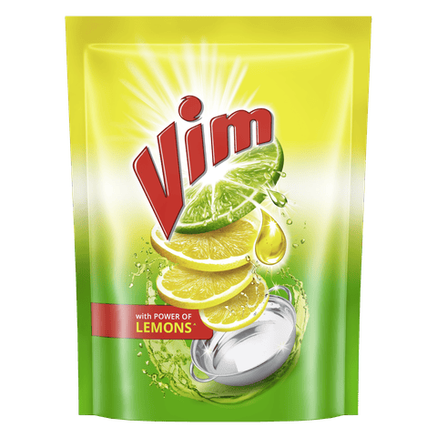 Vim Dishwash Liquid Lemon, 500 ml Pouch