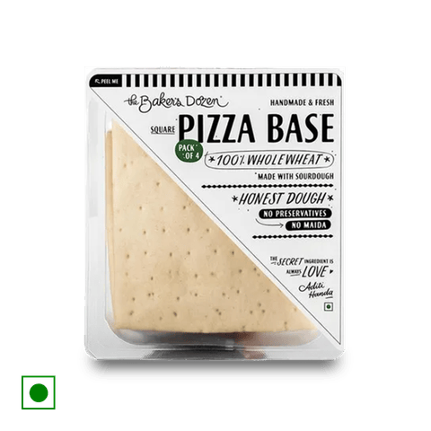 The Baker's Dozen 100% Wholewheat Pizza Base (Pack Of 4), 140 gm Pack