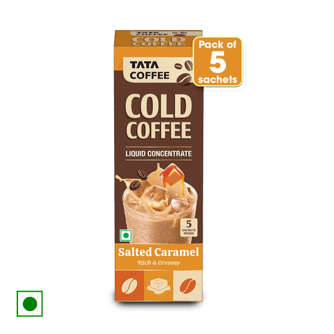 Tata Coffee Cold Coffee Liquid Concentrate - Salted Caramel (5 Pcs Sachets Of 20Ml), 100 ml Box