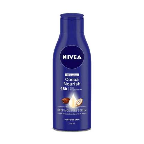 Nivea body milk cocoa nourish, 200 ml Bottle