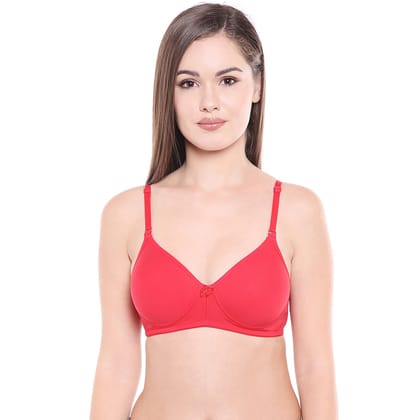 Bodycare Women Cotton Spandex Full Coverage Lightly Padded Regular Bra 6588-RED