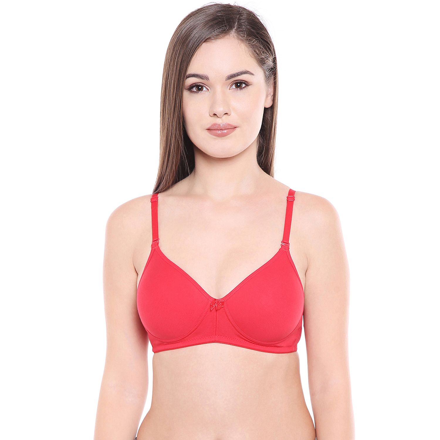 Bodycare Women Cotton Spandex Full Coverage Lightly Padded Regular Bra 6588-RED