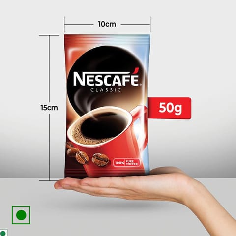 Nescafe Classic 100% Pure Instant Coffee, 50 gm Pouch