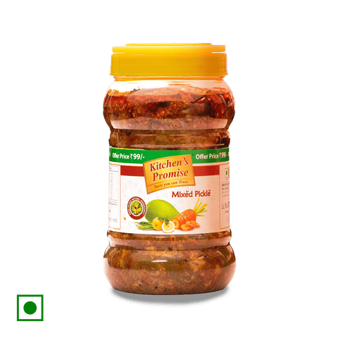 Kitchen's Promise Mixed Pickle(South) Ricebranoil, 900 gm Jar