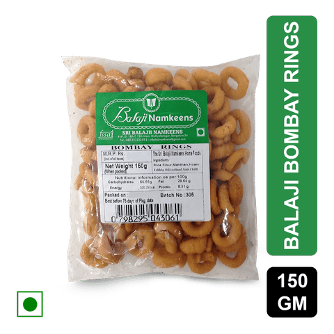 Balaji Foods Bombay Rings Namkeen, 80 gm Pack