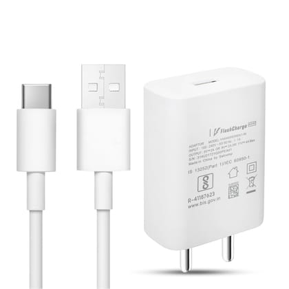 44W Ultra Fast USB Type C Charger for Vivo V30/V29/V28/V27/V25/V23e/V23 pro/V21 5G/Iqoo Neo 9 pro/12 5G/Neo 7 pro/Z7/Z7S, Data Sync & Fast Charging Type-C Cable - White White