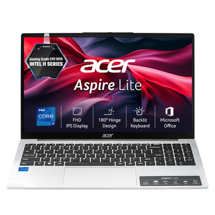 acer Aspire Lite 13th Gen, Intel Core i7-13620H, Office 2024 + M365 Basic, 16GB RAM/512GB SSD, 39.62cm 15.6" FHD IPS Display, Win 11 Home, Pure Silver, 1.7kg,AL15-52H, Backlit kB, Thin & Light Laptop acer Aspire Lite 13th Gen, Intel Core i7-13620H, Offic