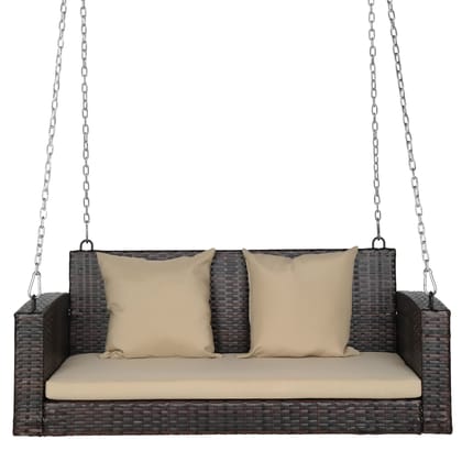 MJA FURNITURE Patio Outdoor Double Seater Swing Chair Without Stand for Balcony, Garden | Rattan & Wicker Hammock Jhula for Adults