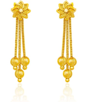 LUV FASHION Golden Stud Earrings ( Pack of 1 )