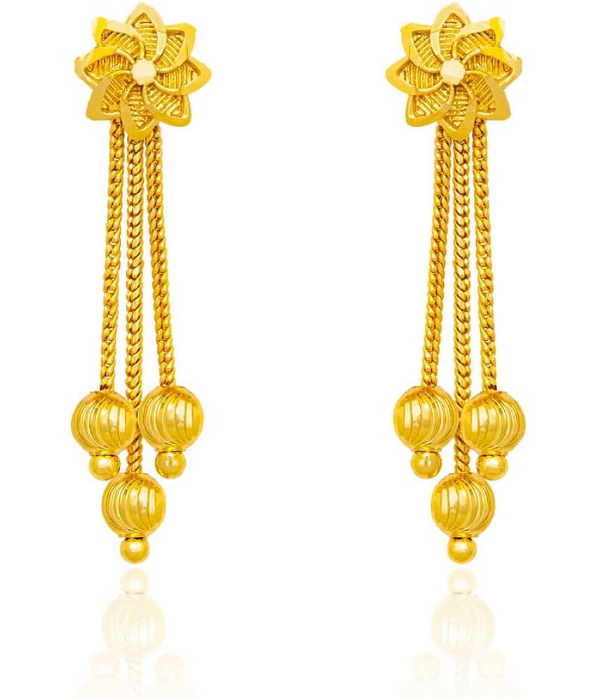 LUV FASHION Golden Stud Earrings ( Pack of 1 )