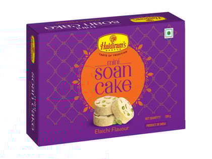 Haldiram's Mini Soan Cake (Elachi Flavour) Packed Sweets - 200 Gm - Pack of 2