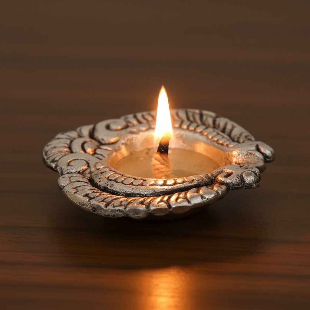 Aluminium Shankh Deepak Oil Lamp for Spiritual Home Lighting, Height : 0.5 Inch (ASMAS268 G)