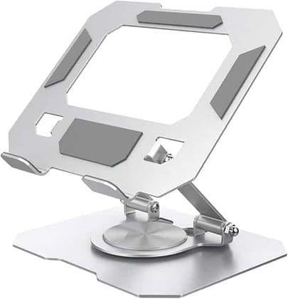 Crown Spikes Metal Adjustable Tablet Stand, 360 Rotating Aluminium Holder, Foldable Desktop Mount for iPad, Tablets, Smartphones, Tab Stand - Table, Desk, Bed