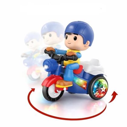 Braintastic Stunt Tricycle Bump and Go Toy for Kids | 360 Degree Rotating Dancing Motorcycle Bicycle with Flashing Lights Sound Music | Musical Moving Toy Vehicle Gift for Boys Girls