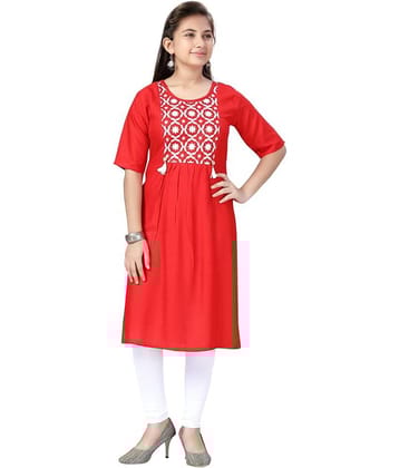 Aarika Girls Cotton Kurti Legging Set ( Pack of 1 , Red )