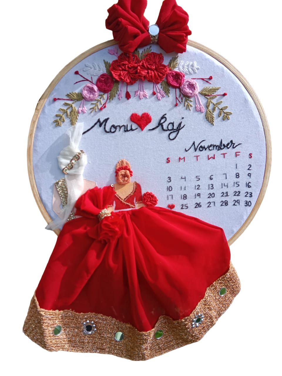 Elegant Wooden Wedding Frame with Cylinder - Handcrafted with Anchor and Woolen Threads