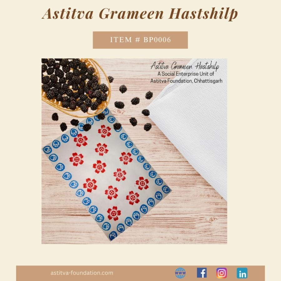 Hand Block–Printed Floral Cotton Placemats