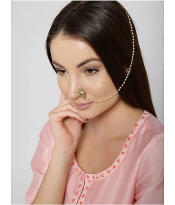 Priyaasi Unique and Stylish Gold Pleated Nath (Brass)