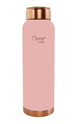 LA'FORTE Pure Copper Water Bottle with Leak Proof Lid, Premium Silicone Coating (1000 Ml) Peach