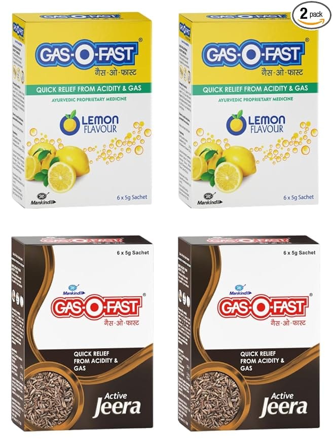 GASOFast Ayurvedic Antacid (Lemon 6sx 2 Jeera  6s x2 5 g each)  (Pack of 4)