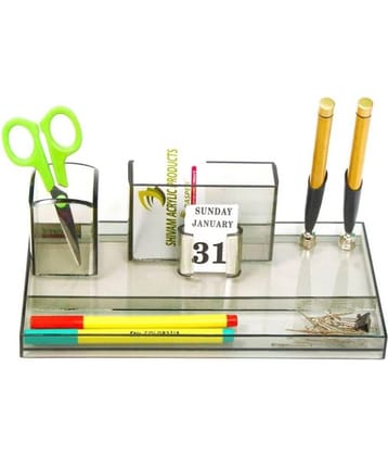 Rasper Multi Color Acrylic pen Stand With Card Holder