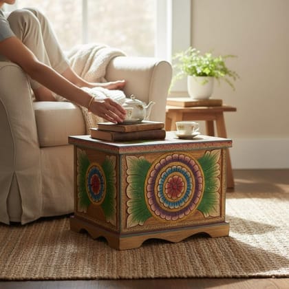 PREET GALLERY Rustic Elegance Wooden Heritage Glory Box, Regal Brass Chest Trunk Box Blanket storage or linens Statement piece with cultural or artistic decor Store jewelry PREET GALLERY Rustic Elegance Wooden Heritage Glory Box, Regal Brass Chest Trunk Box Blanket storage or linens Statement piece with cultural or artistic decor Store jewelry