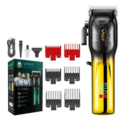VGR V-654 Professional Hair Clipper with 200-Minute Runtime, LED Display, and 6 Guide Combs, 7000RPM DC MOTOR , Yellow VGR V-654 Professional Hair Clipper with 200-Minute Runtime, LED Display, and 6 Guide Combs, 7000RPM DC MOTOR , Yellow - Green