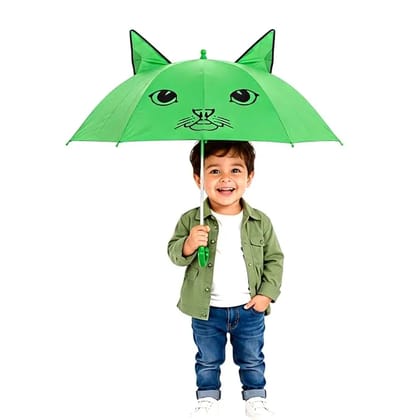 Kids Umbrella with Cat Design, Green, Animal Themed Canopy with Ears for Boys and Girls Kids Umbrella with Cat Design, Green, Animal Themed Canopy with Ears for Boys and Girls