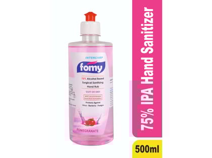 Intercorp Fomy 75% Isopropyl Alcohol-based Hand Rub Sanitizer and Disinfectant - 500ml (Pomegranate)